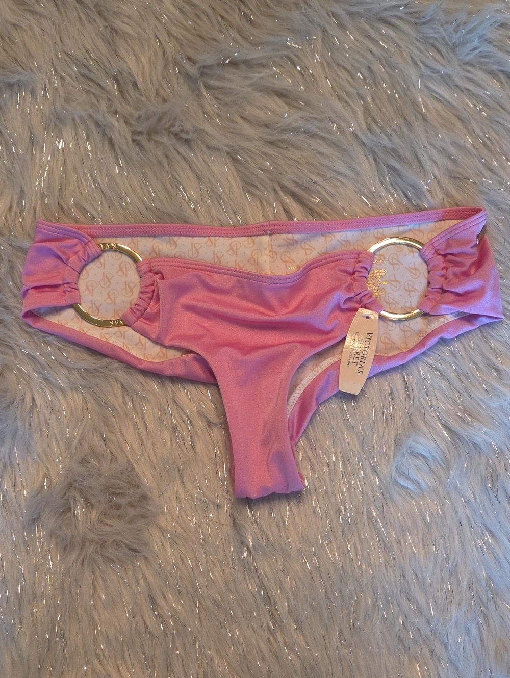 Victoria's Secret Lilac Bikini Bottom with Gold Ring Accents